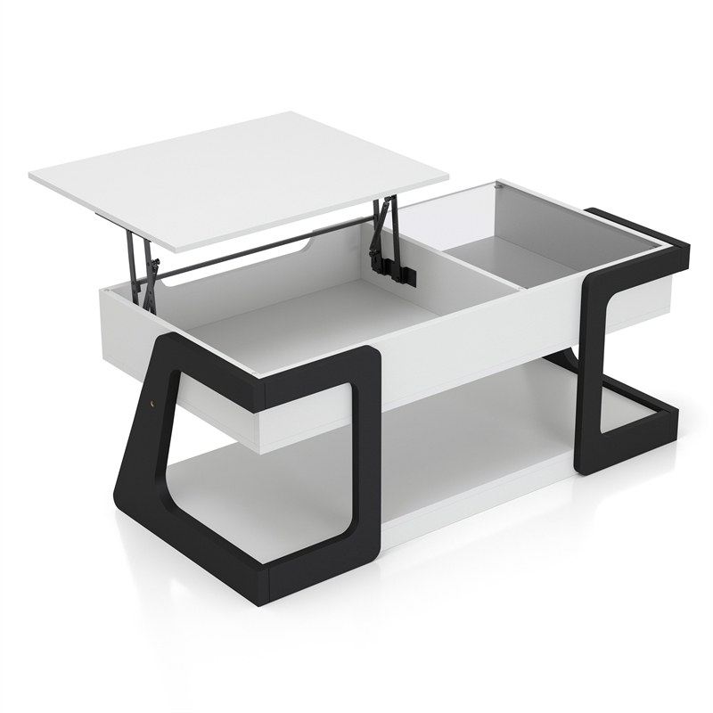 Bowery Hill Modern Wood Lift-Top Storage Coffee Table in White