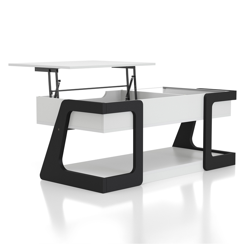 Bowery Hill Modern Wood Lift-Top Storage Coffee Table in White