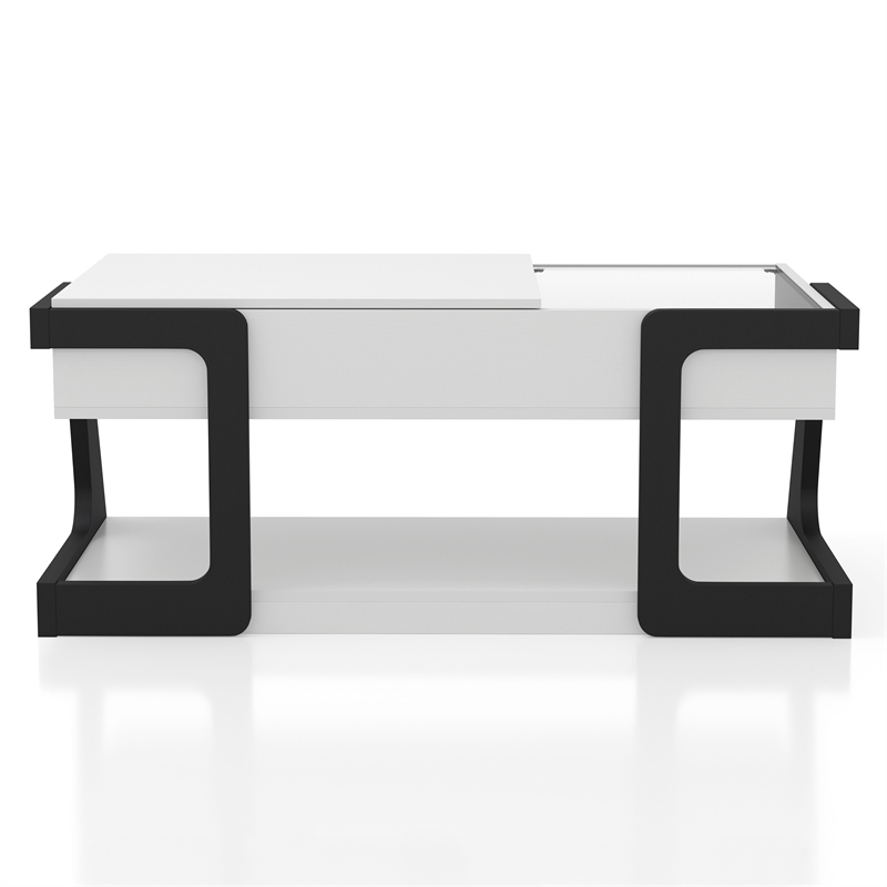 Bowery Hill Modern Wood Lift-Top Storage Coffee Table in White