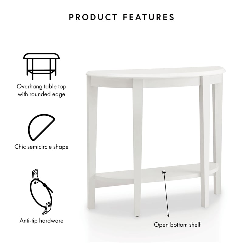 Bowery Hill Modern Wood Console Table with Bottom Shelf in White