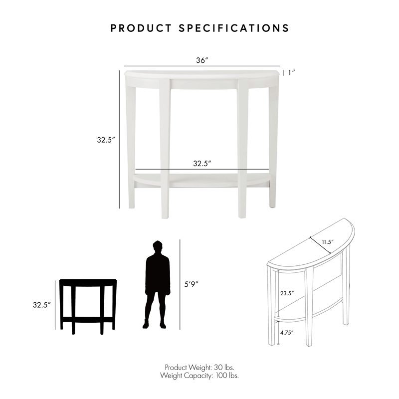 Bowery Hill Modern Wood Console Table with Bottom Shelf in White