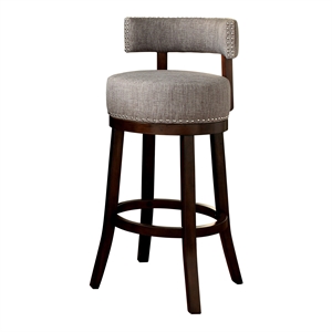 Bowery Hill Fabric 24&quot Swivel Bar Stool in Light Gray (Set of 2)