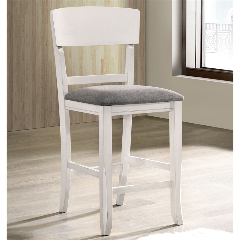Bowery Hill Wood 7-Piece Round Counter Height Table Set in White