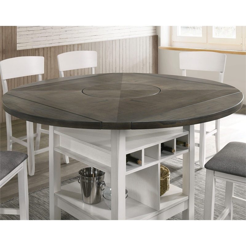 Bowery Hill Wood 7-Piece Round Counter Height Table Set in White