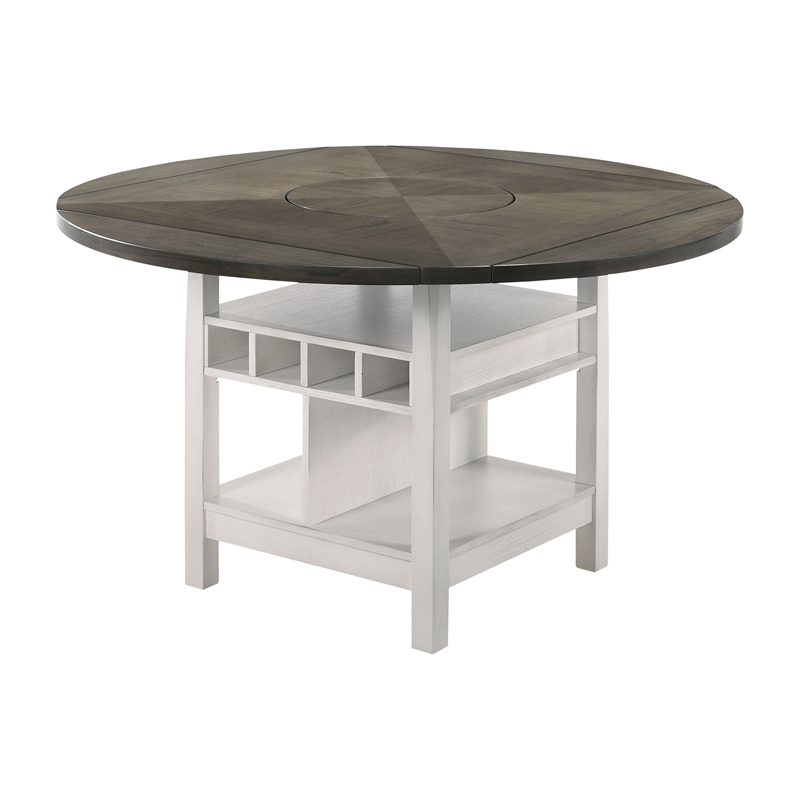 Bowery Hill Wood 7-Piece Round Counter Height Table Set in White