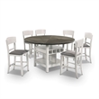 Bowery Hill Wood 7-Piece Round Counter Height Table Set in White