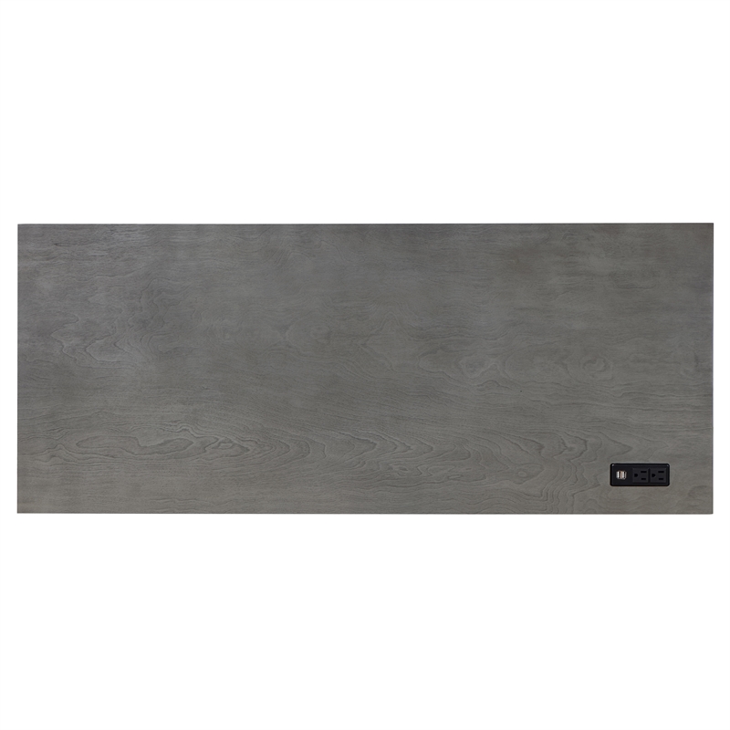 Bowery Hill Contemporary Wood Writing Desk with USB in Gray Finish