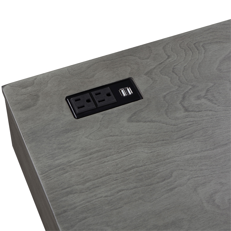 Bowery Hill Contemporary Wood Writing Desk with USB in Gray Finish