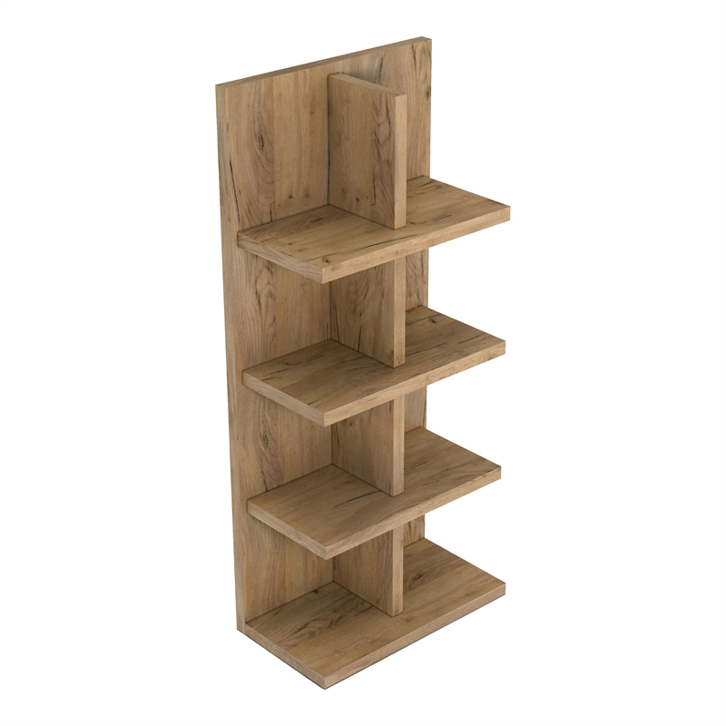 Bowery Hill Contemporary Wood 4-Shelf Bookcase in Light Oak Finish