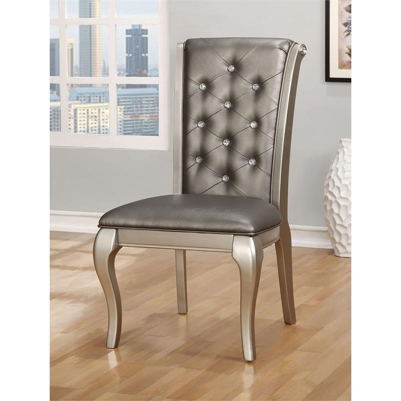 Bowery Hill Modern Wood 7-Piece Dining Table Set in Champagne Gold