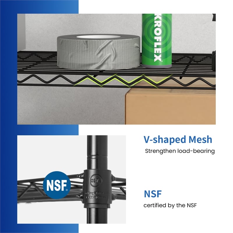 Bowery Hill Modern 6-Tier Metal Shelf with Mounted Wheels in Black