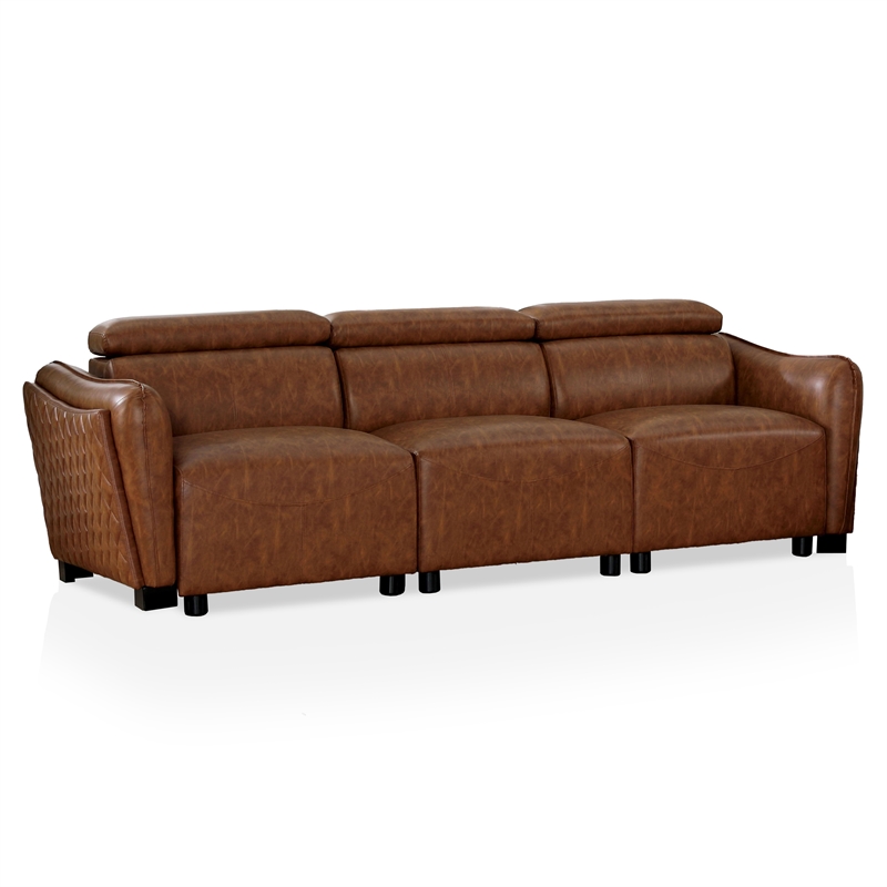 Bowery Hill Contemporary Faux Leather 3-Piece Sofa Set in Brown