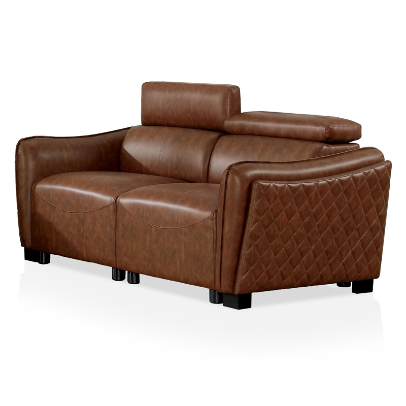 Bowery Hill Contemporary Faux Leather 3-Piece Sofa Set in Brown