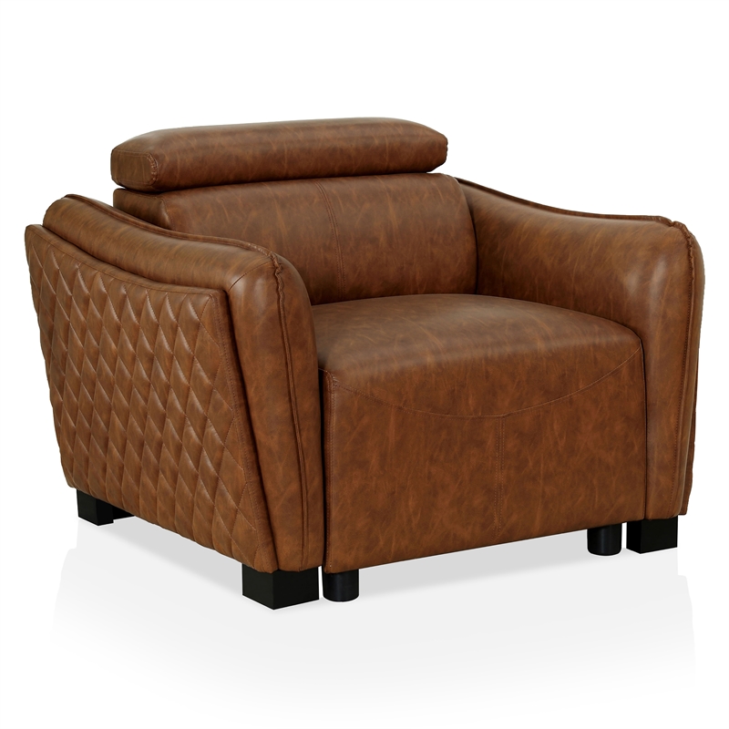 Bowery Hill Contemporary Faux Leather 3-Piece Sofa Set in Brown
