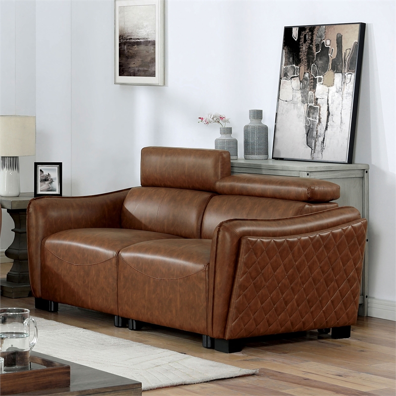 Bowery Hill Contemporary Faux Leather 3-Piece Sofa Set in Brown