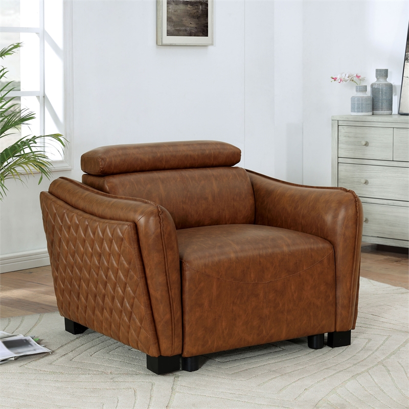 Bowery Hill Contemporary Faux Leather 3-Piece Sofa Set in Brown