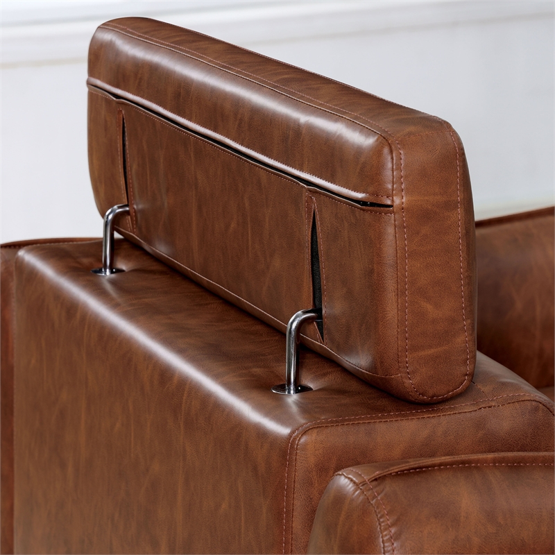 Bowery Hill Contemporary Faux Leather 3-Piece Sofa Set in Brown
