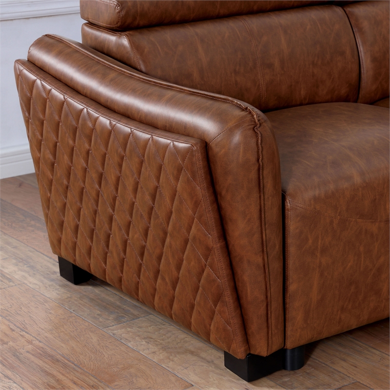 Bowery Hill Contemporary Faux Leather 3-Piece Sofa Set in Brown