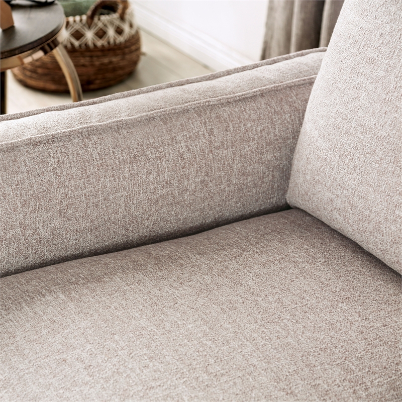 Bowery Hill Contemporary Fabric Upholstered Sofa in Light Brown