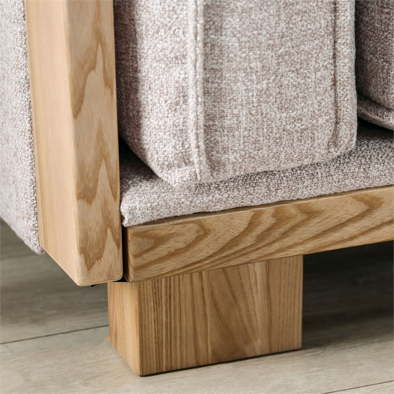 Bowery Hill Contemporary Fabric Upholstered Sofa in Light Brown