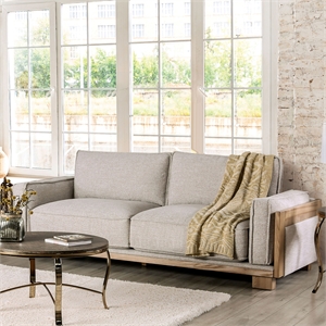 Bowery Hill Contemporary Fabric Upholstered Sofa in Light Brown