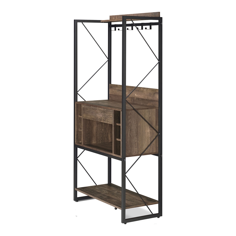 Bowery Hill Contemporary Wood Multi-Storage Baker's Rack in Oak