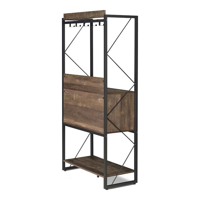 Bowery Hill Contemporary Wood Multi-Storage Baker's Rack in Oak