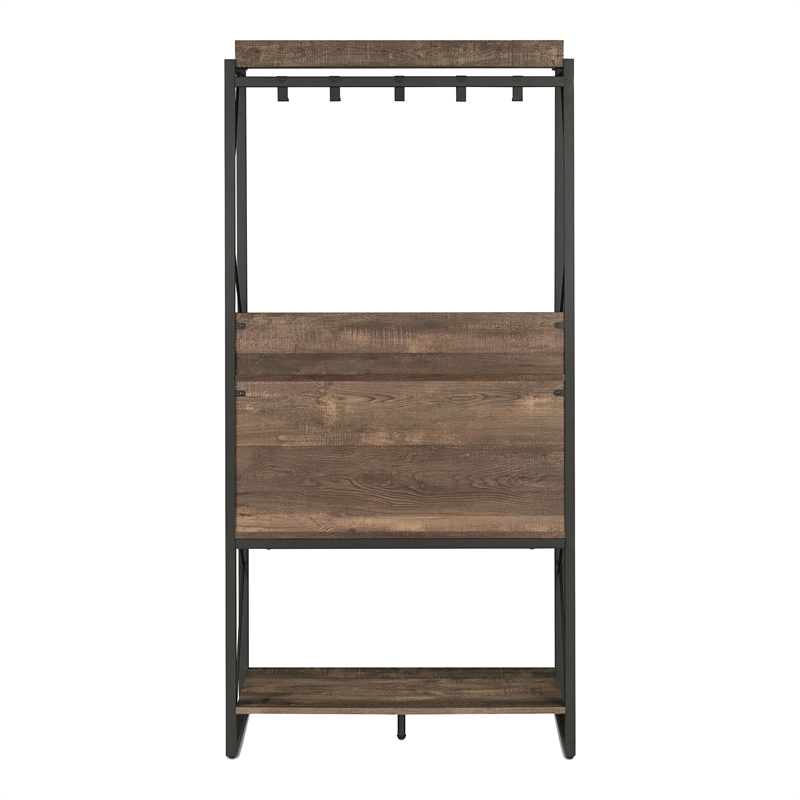 Bowery Hill Contemporary Wood Multi-Storage Baker's Rack in Oak