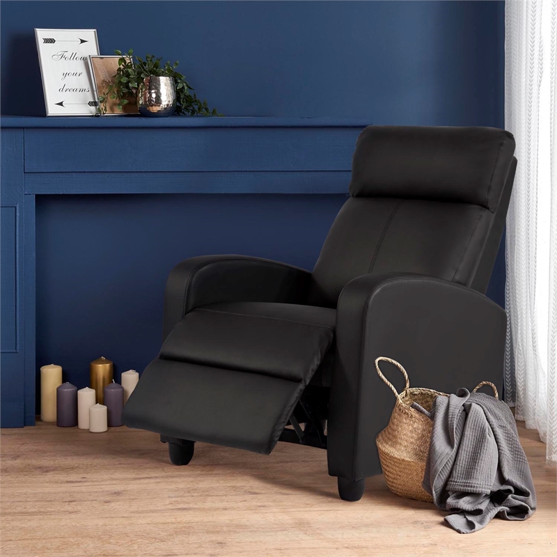 Bowery Hill Modern Faux Leather Massage Recliner Chair in Black