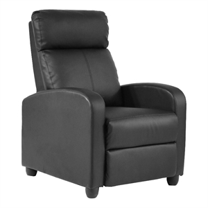 bowery hill modern faux leather massage recliner chair in black