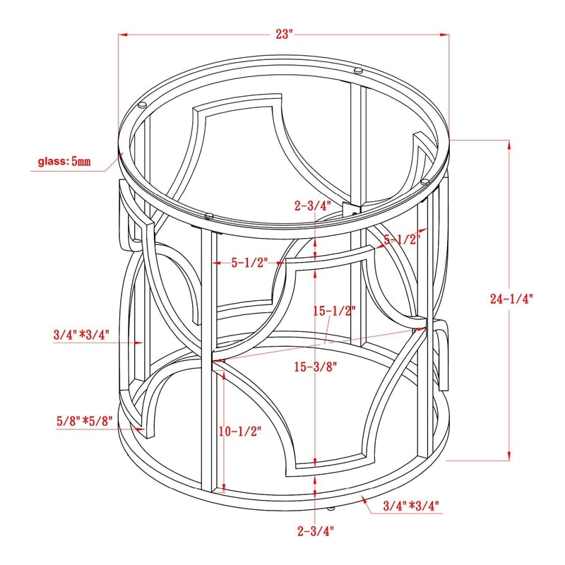 Bowery Hill Modern Glass Top Round End Table in Chrome and Gold