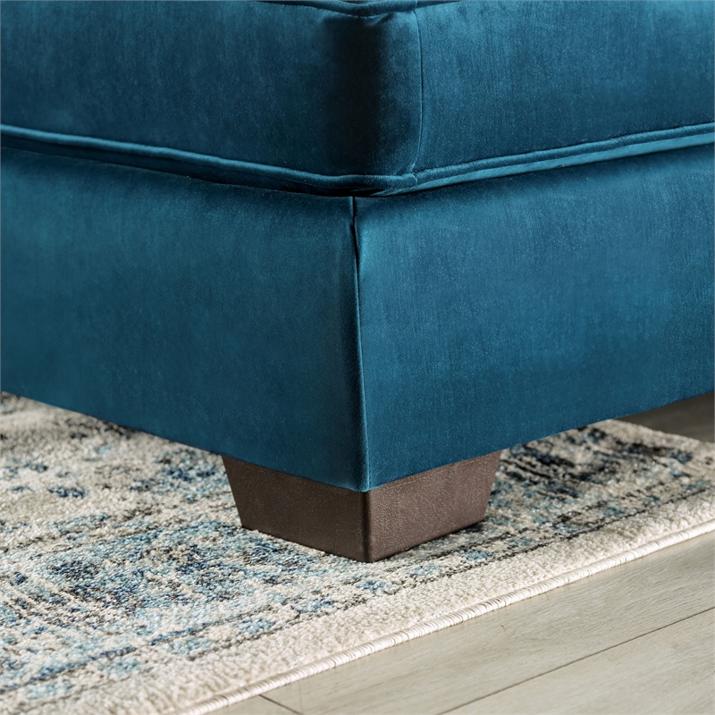 Bowery Hill Fabric Upholstered Teal Sectional with Double Chaise