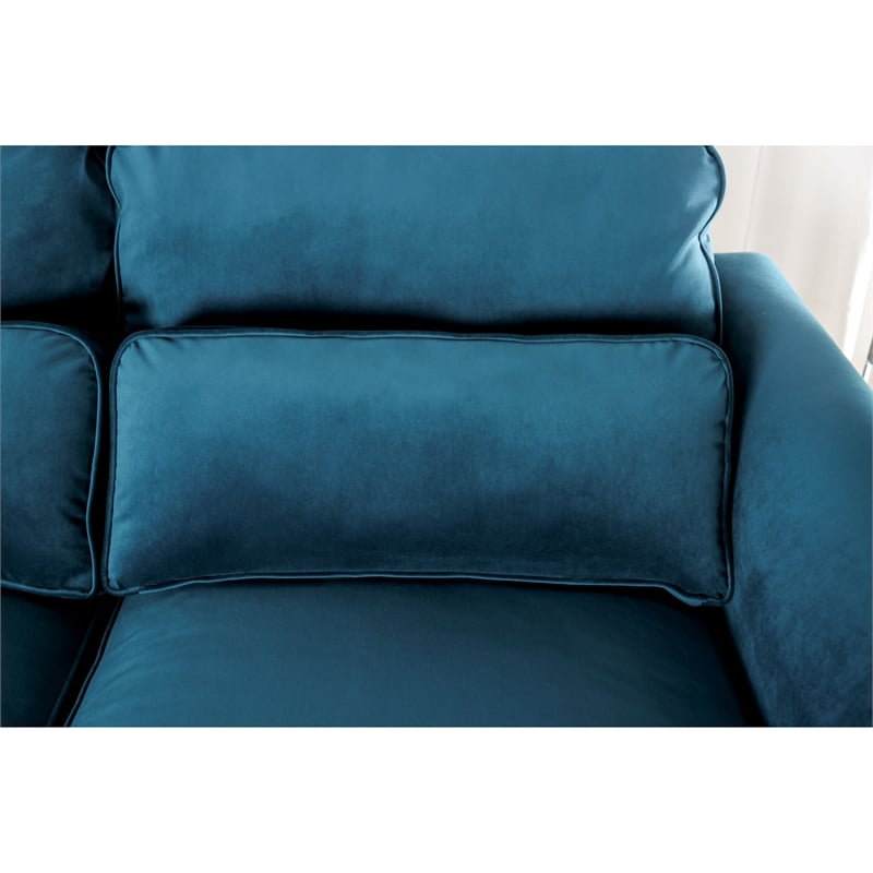 Bowery Hill Fabric Upholstered Teal Sectional with Double Chaise