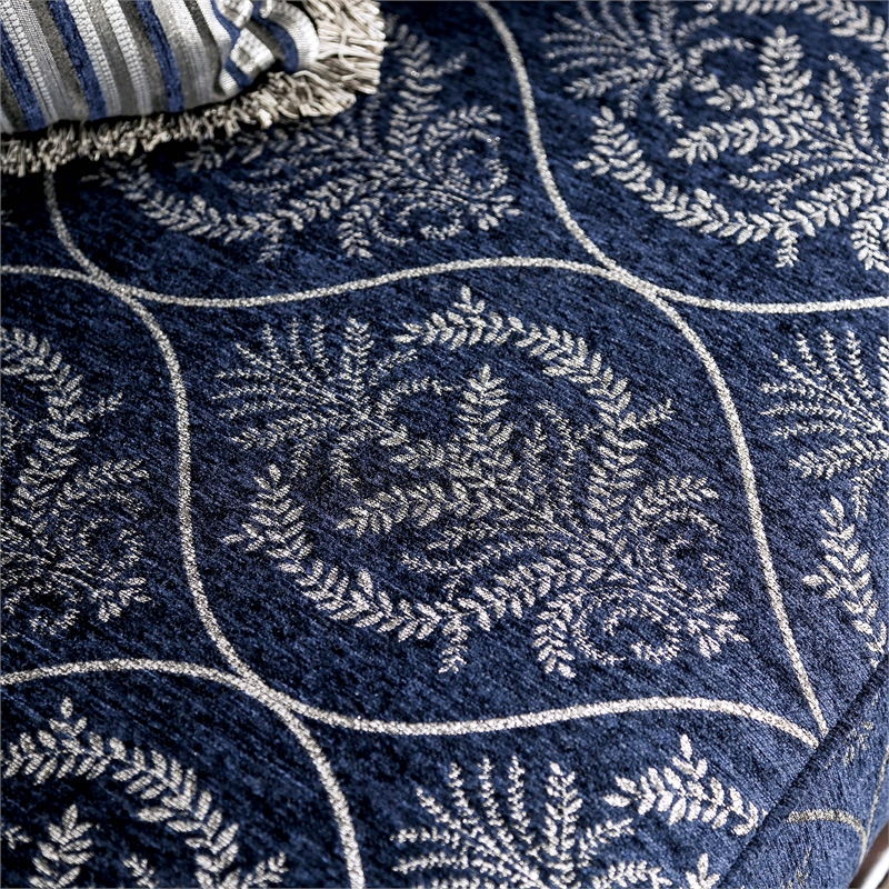Bowery Hill Chenille Upholstered Blue and White 2-Piece Sofa Set