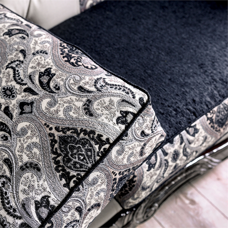 Bowery Hill Chenille Upholstered Black and Gray 2-Piece Sofa Set