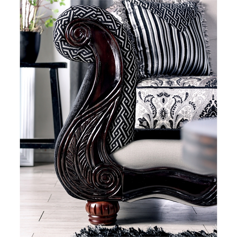 Bowery Hill Chenille Upholstered Black and Gray 2-Piece Sofa Set