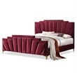 Bowery Hill 3pc Red Fabric Bedroom Set - CalKing + 2 Nightstands