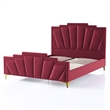 Bowery Hill 3pc Red Fabric Bedroom Set - CalKing + 2 Nightstands