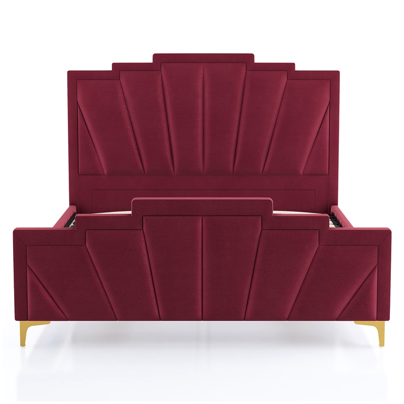 Bowery Hill 3pc Red Fabric Bedroom Set - CalKing + 2 Nightstands