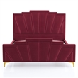 Bowery Hill 3pc Red Fabric Bedroom Set - CalKing + 2 Nightstands