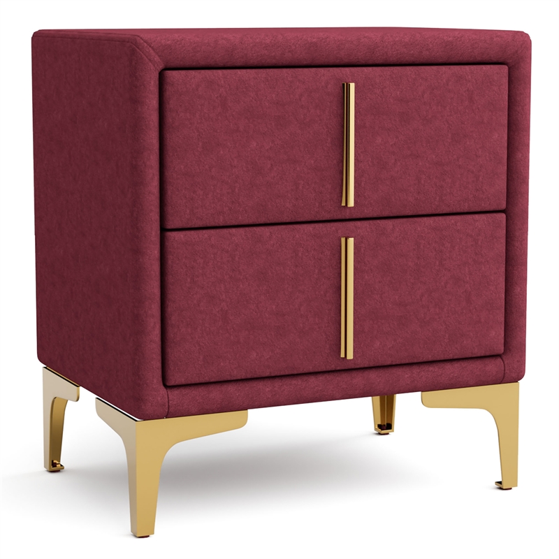 Bowery Hill 3pc Red Fabric Bedroom Set - CalKing + 2 Nightstands