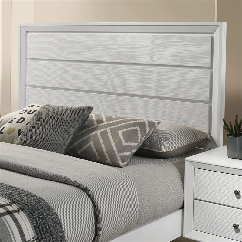 Bowery Hill Contemporary Wood Panel California King Bed in White