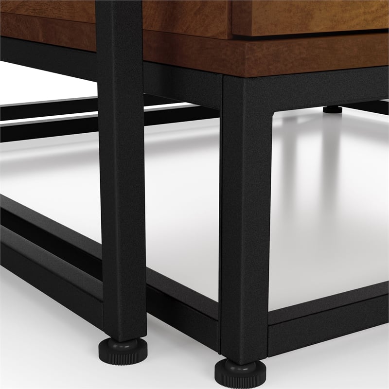 Bowery Hill Wood 2-Piece Nesting Tables Set with Drawer in Brown