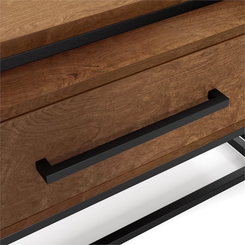 Bowery Hill Wood 2-Piece Nesting Tables Set with Drawer in Brown