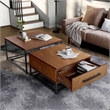 Bowery Hill Wood 2-Piece Nesting Tables Set with Drawer in Brown