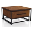 Bowery Hill Wood 2-Piece Nesting Tables Set with Drawer in Brown