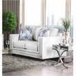 Bowery Hill Contemporary Chenille Nailhead Loveseat in Ivory