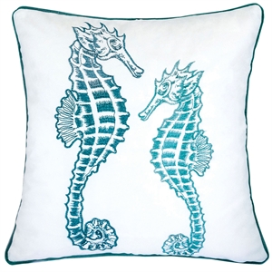 Bowery Hill Fabric 20-Inch Teal Blue Throw Pillow (Set of 2)