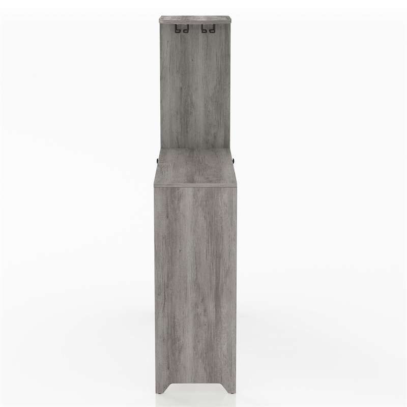 Bowery Hill Wood Multi-Storage Bar Table in Vintage Gray Oak