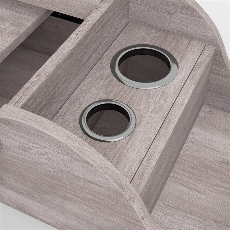 Bowery Hill Wood Wall Mounted Makeup Vanity in Coastal White